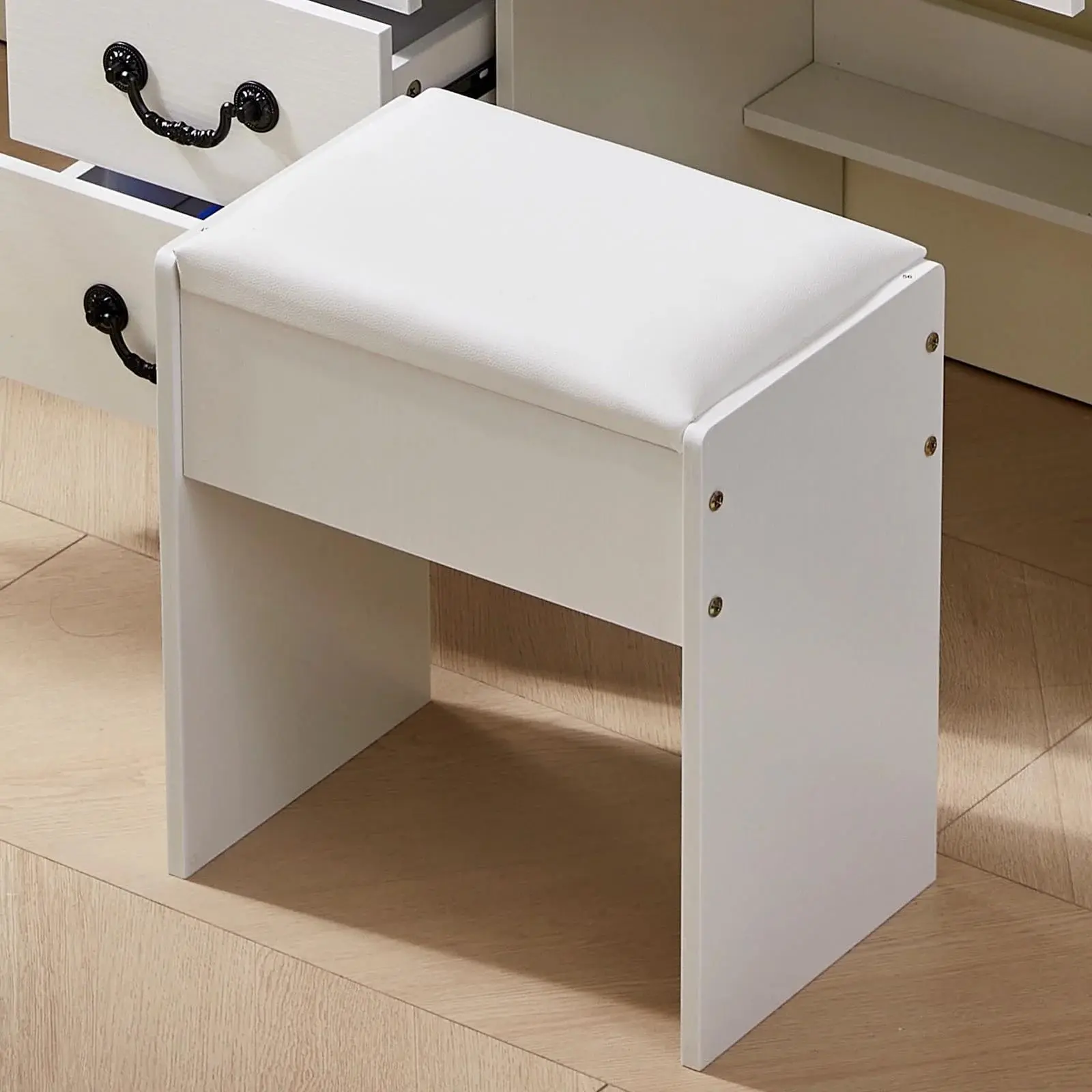 Vanity Stool Chair Modern Dressing Stool for Makeup Vanity Piano Seat White