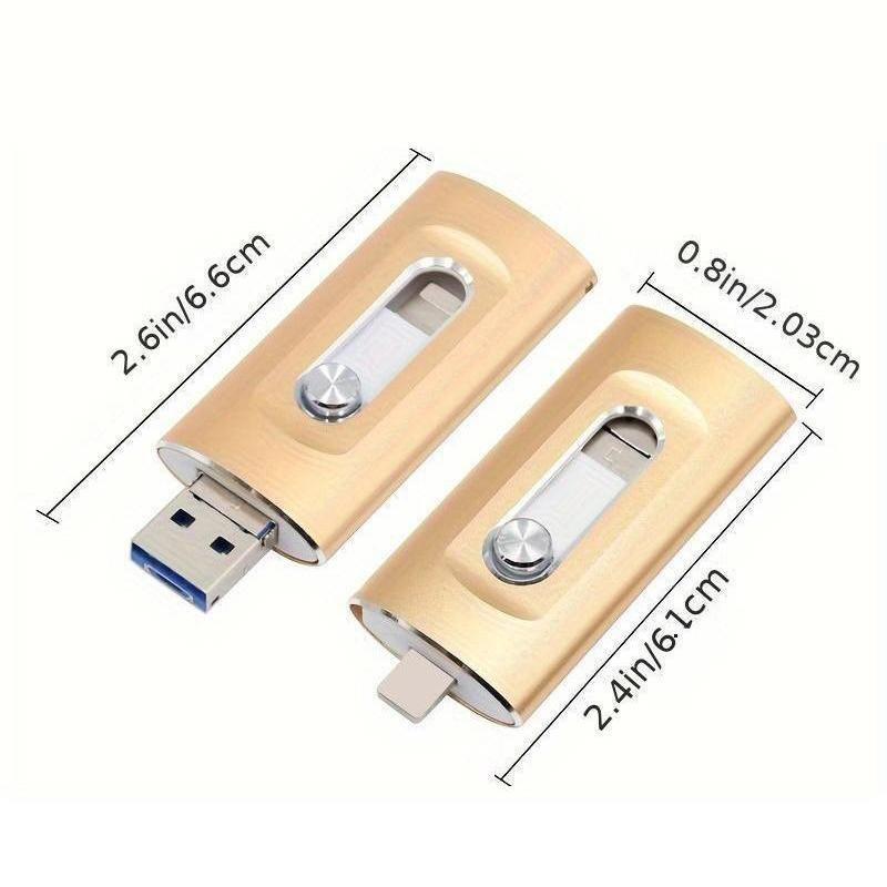 4-in-1 USB 3.0 Flash Drive for iPhone & Type-C & Android & PC, High-Speed External Storage, Backup Photos and Videos, USB Memory Stick Pen Drive Thumb Drive Photo Stick, 64GB 128GB 256GB 512GB 1TB Storage