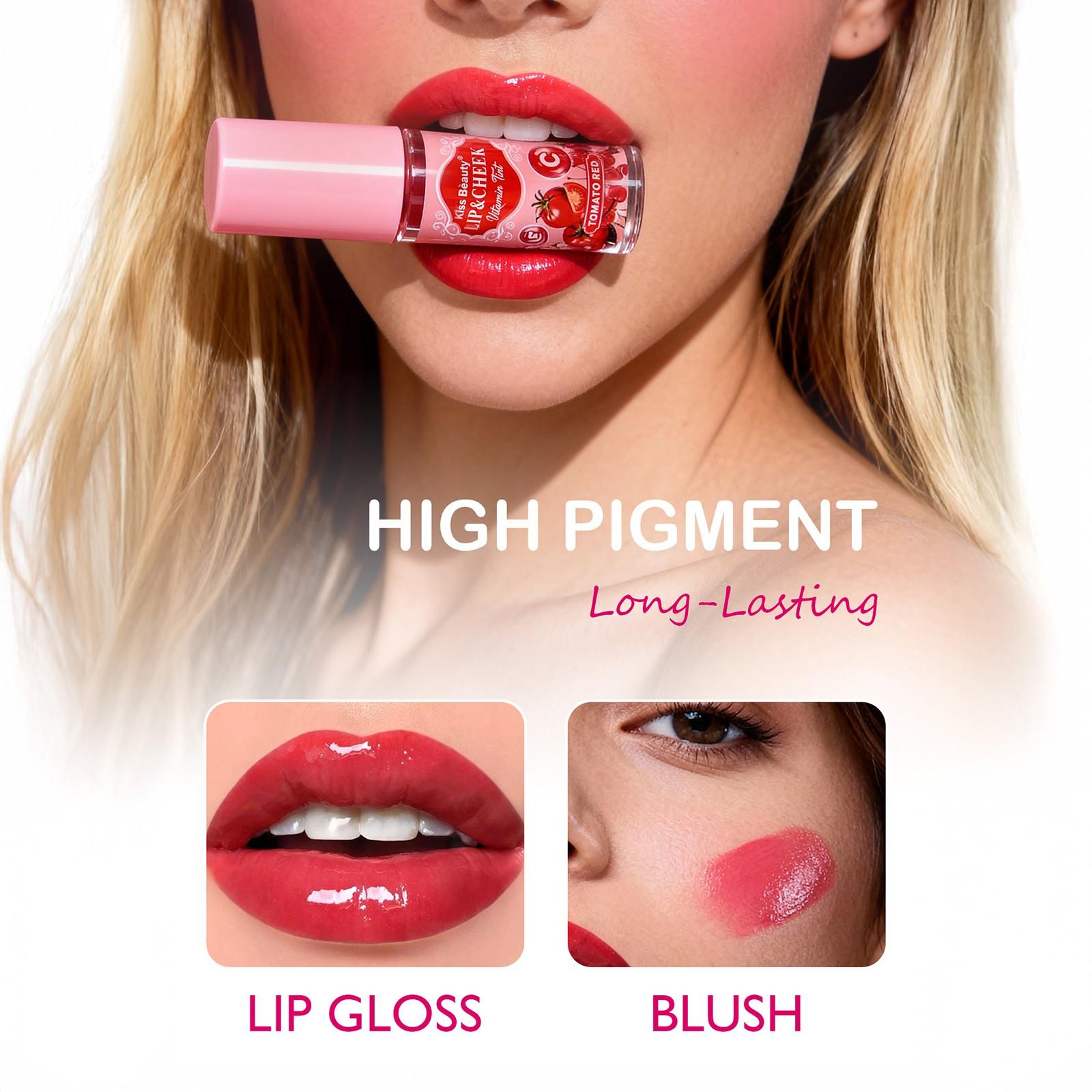 Dual-Use Lip and Cheek Color Liquid, Natural Whitening Lip Gloss, Easy Application, Perfect for Daily, Party, Fresh Makeup