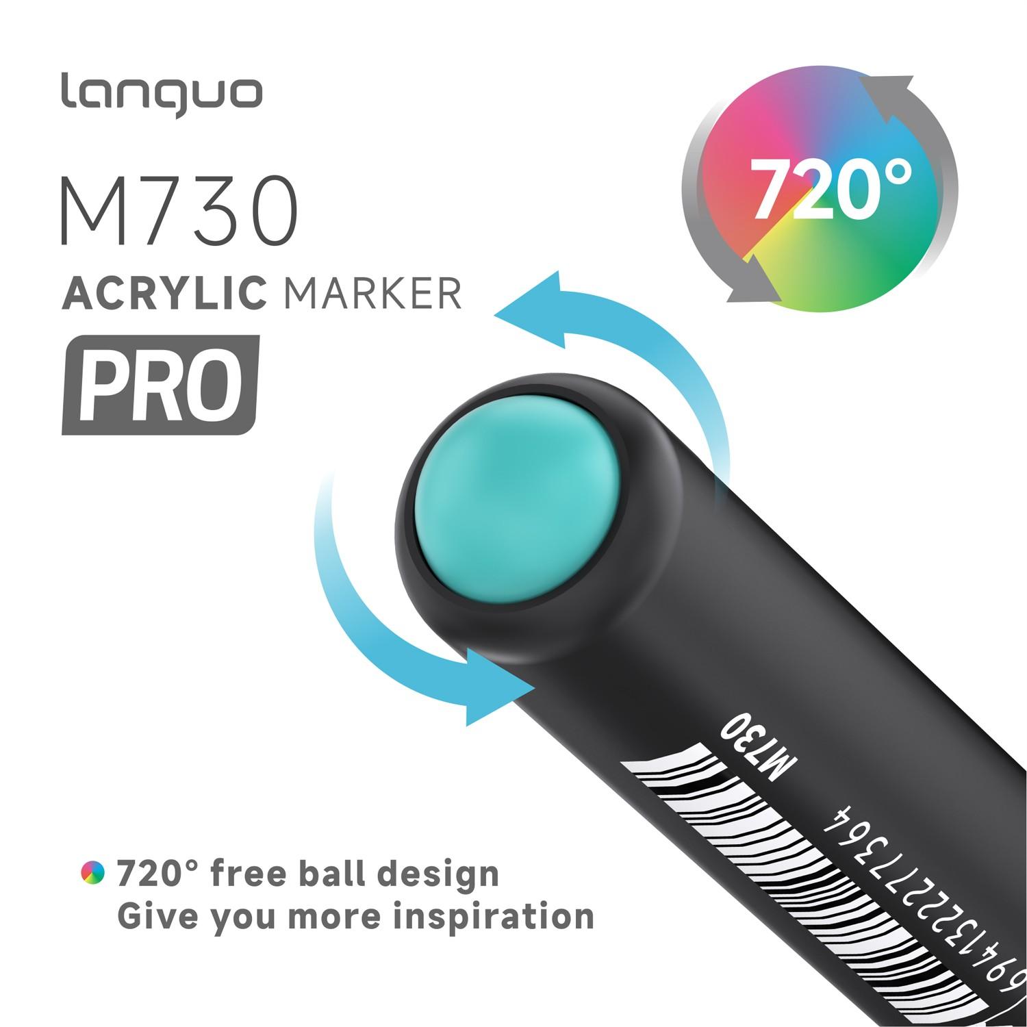 Languo Upgrade Soft Tip Acrylic Markers, 48/72/96/192/288 Colors, Metal Ball Mixer, 60% Coverage, 720° Elastic Tip, DIY Arts and Crafts Supplies