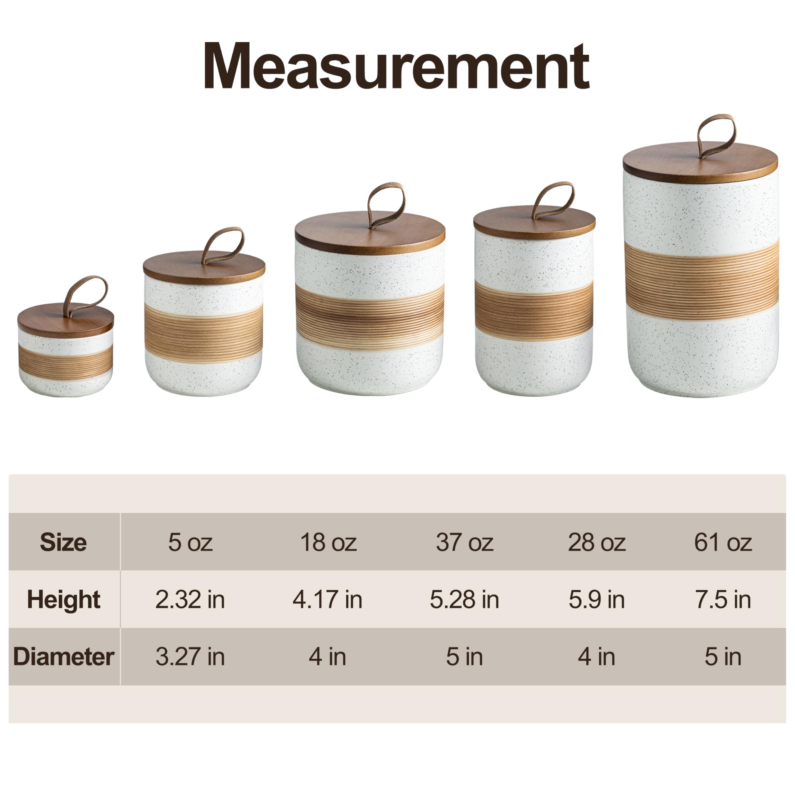 Ceramic Jar with Lid, Coffee Container Kitchen Food Storage Jars for Spice Sugar Tea Bag, Stackable Decorative Jars for Countertop