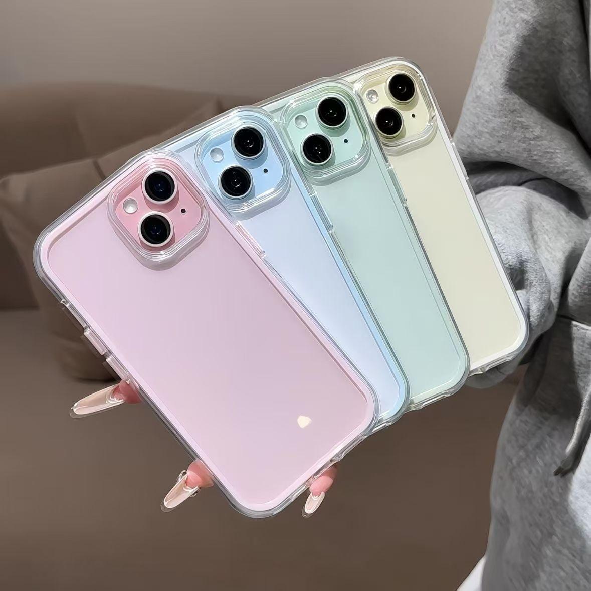 Luxury Candy Color Frame Clear Back Phone Case For iPhone 17  16 15 14 13 12Pro Max  Acrylic Shockproof Bumper Cover