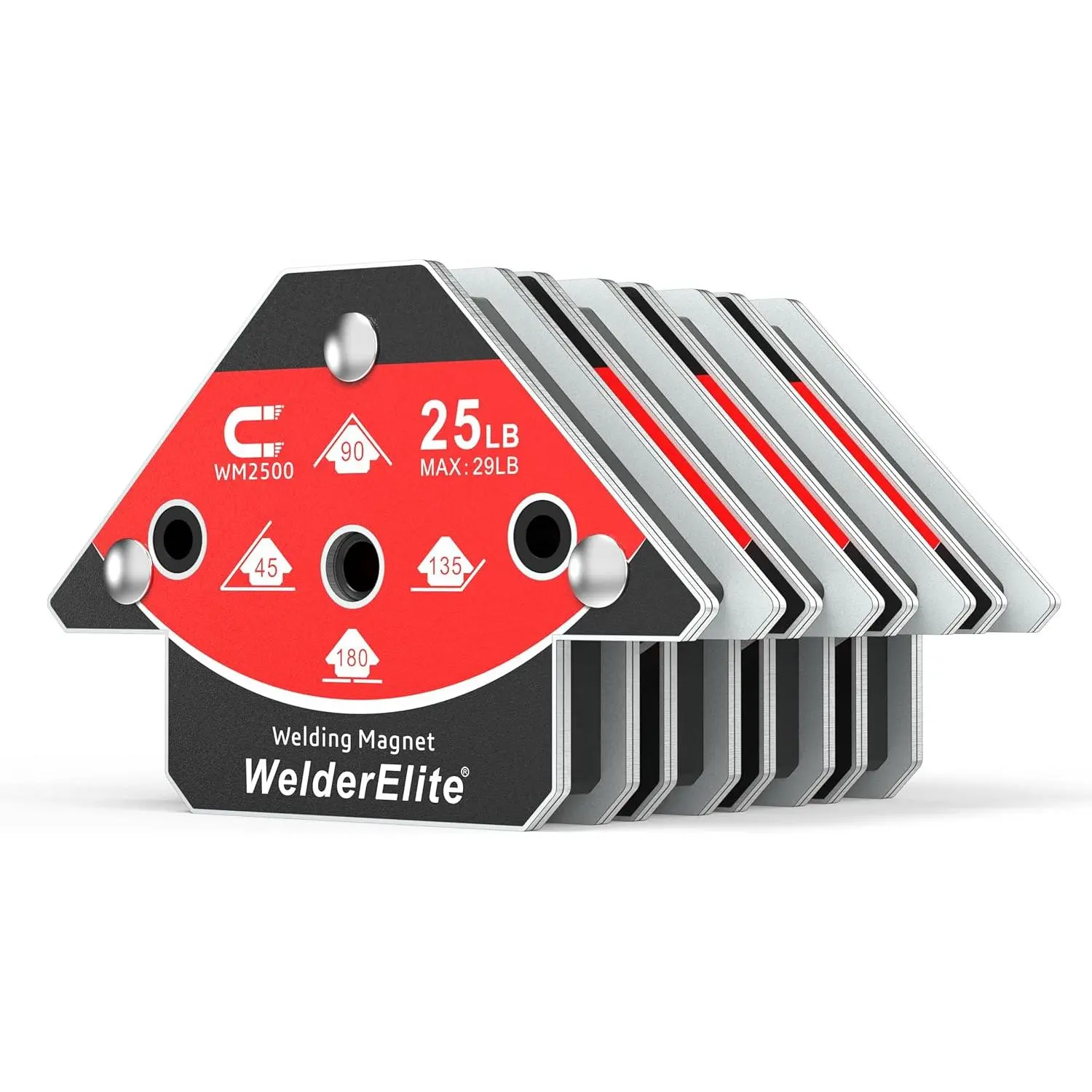 Magnets 25LB 4-Pack, Holder Set, Galvanized Frame| Multi-angle 45°/90°/135°.Hands-free for MIG/TIG/stick.25LB pull force on.Compact size for easy