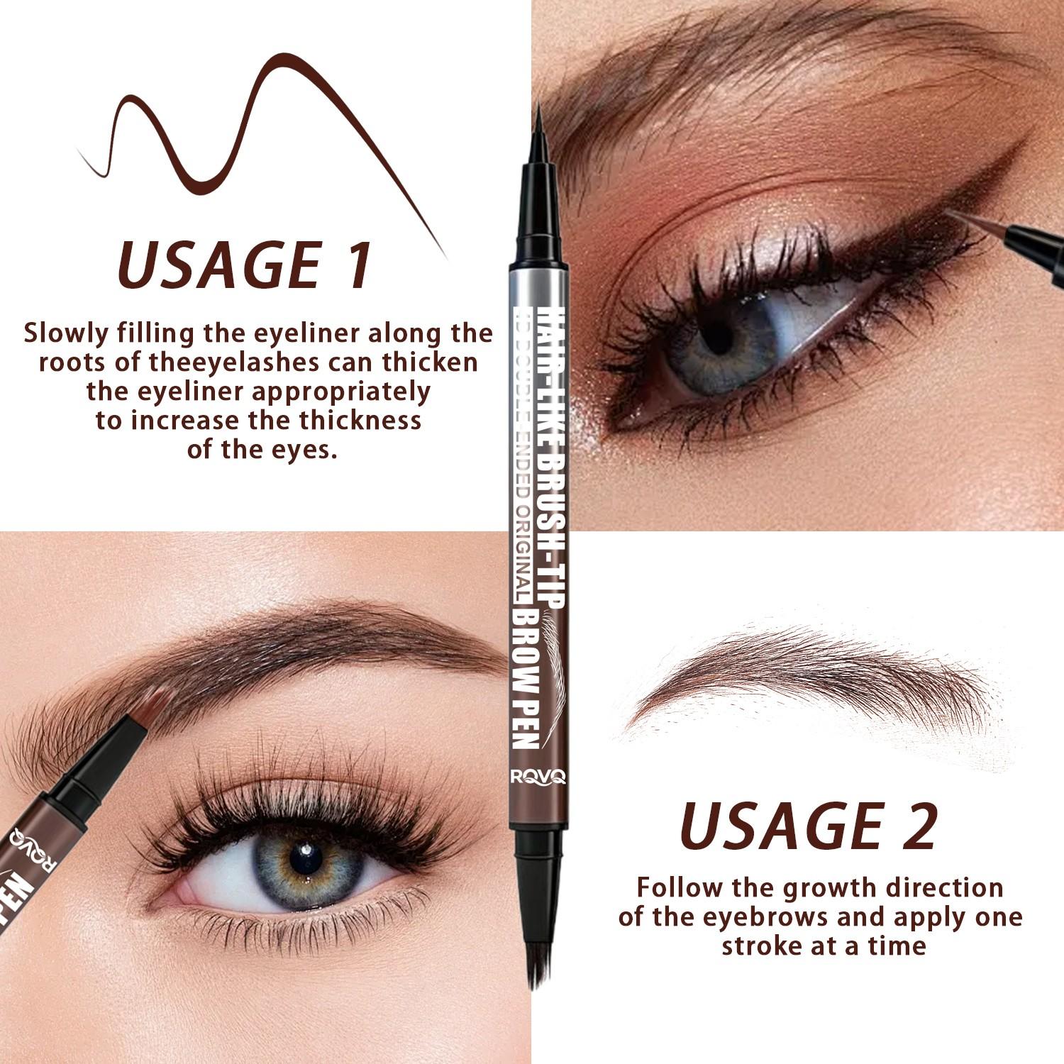 Double-Ended Eyebrow Pencil Set, Instant Root Coverage & Edge Control, Waterproof Sweatproof Long-Lasting Makeup Tool, Cosmetic
