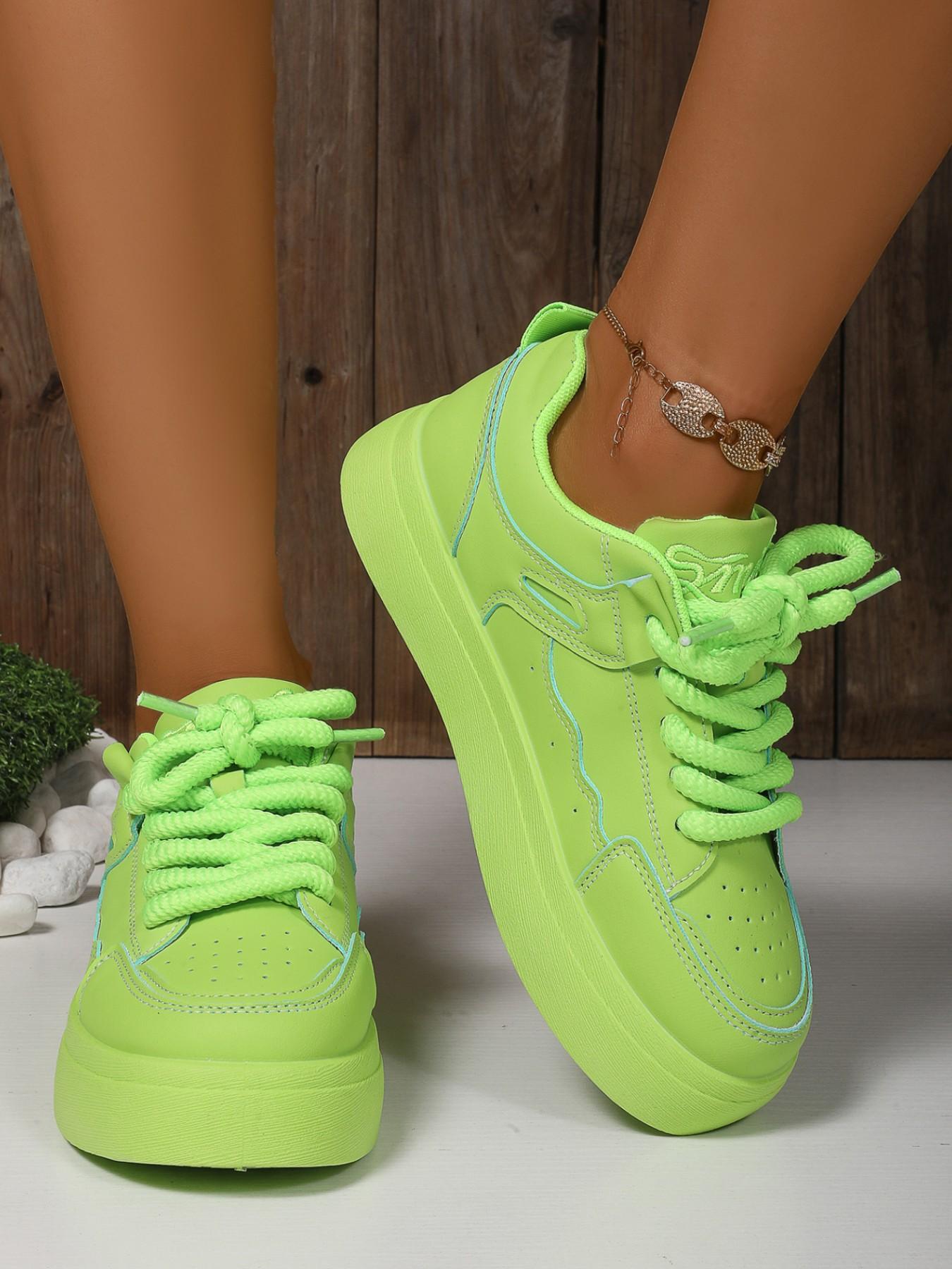 Thick Sole Casual Board Shoes, Chunky Laces Height-Boosting Bread Shoes, Outdoor Wear Versatile Teen Girl Fashion Women's Shoes