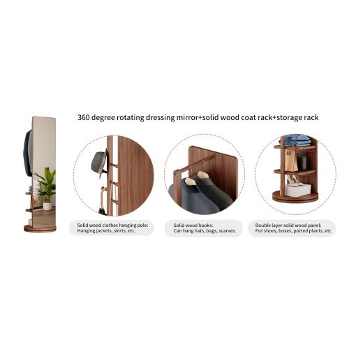 360° Rotating Solid Wood Full Body Mirror – 66"x14" Freestanding Mirror with Hooks & Multi-Layer Storage, Coat Rack Organizer for Bedroom, Living Room, or Cloakroom, Walnut 360° Rotating Solid Wood Full Body Mirror – 66"x14" Freestanding Mirror with Hooks & Multi-Layer Storage, Coat Rack Organizer for Bedroom, Living Room, or Cloakroom, Walnut