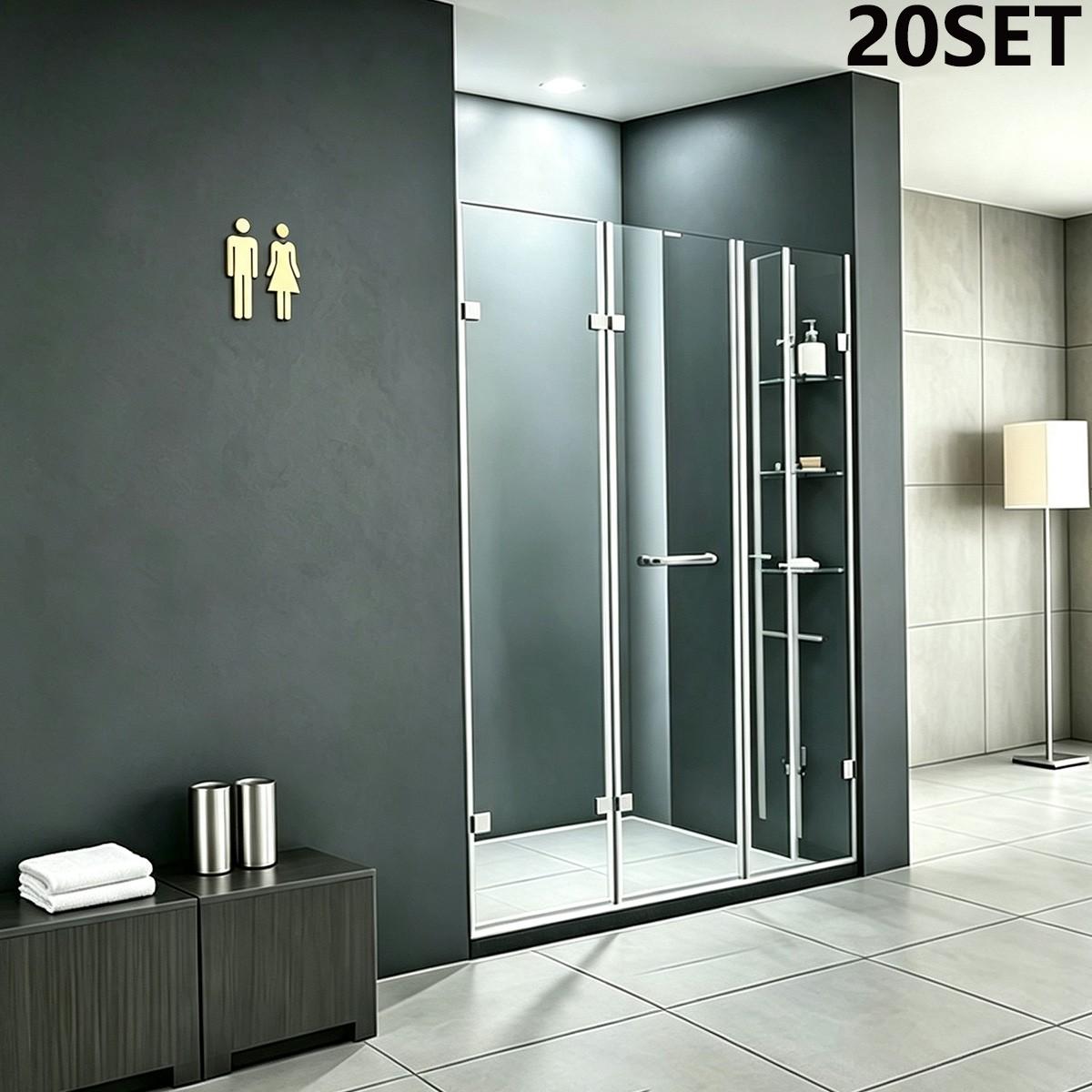 20sets Acrylic Mirror Wall Stickers, Men Women Restroom Signage, Toilet Guide Signs, Public Bathroom Indicator Decals for Hotel Restaurant Dorm, Home Wall Decor, Decorative