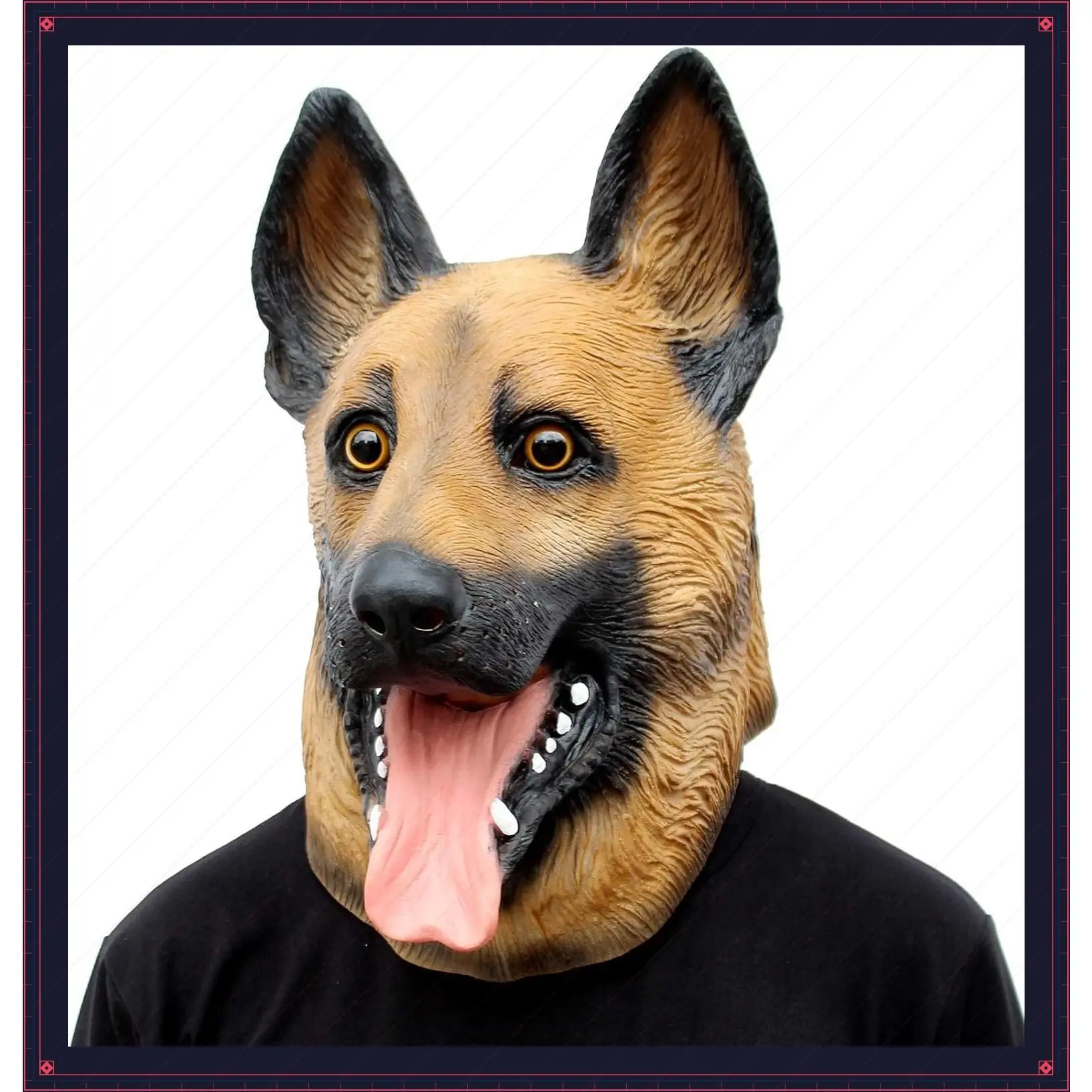 German Shepherd Dog Mask for Adults, Natural Latex German Shepherd Dog Costume Mask for Halloween Parties and CosplayGift