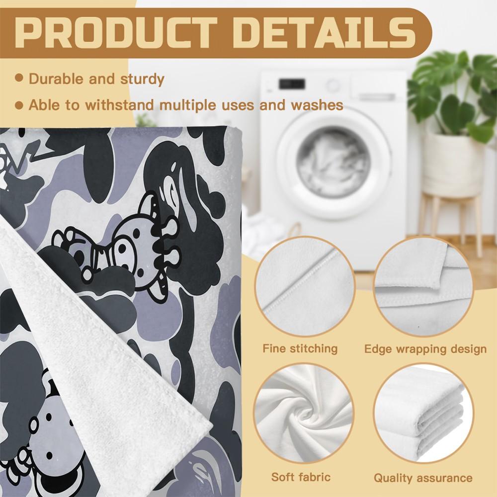 Camouflage Print Beach Towel, Gray/Blue Yellow/Black White Camo Styles, Quick Dry Soft Absorbent Sand Free, Towel for Beach Pool Bathroom, Suitable for Kids Teens Adults, Ideal Gift Choice