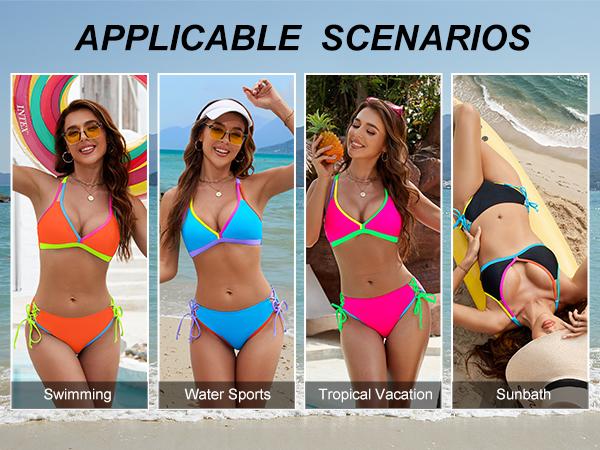 Blooming Jelly Triangle Top String Mid Rise Bottom Women's Cheeky Two Piece Bikini Set