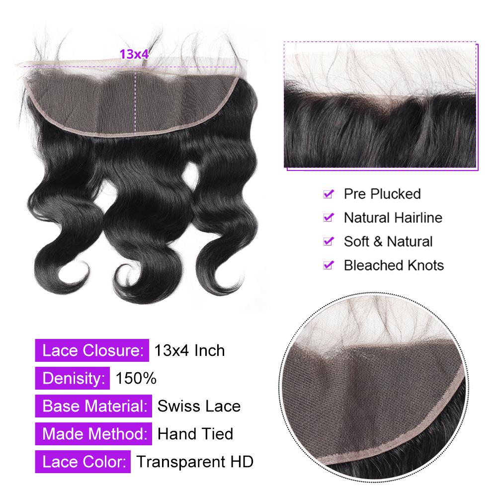 13x4 Lace Frontal With Bundles Body Wave Bundles With Frontal Closure Free Part Human Hair Bundles With Frontal SpringStatements