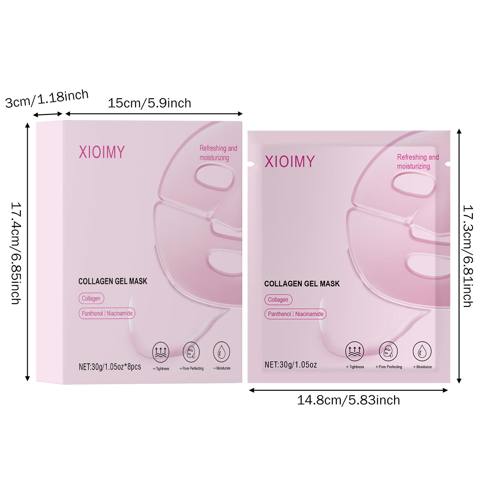 8pcs Collagen & Niacinamide Hydrating Masks, Tightening, Brightening, Moisturizing, Improves Skin Tone, Long-Lasting Care, Collagen Hydrogel Mask