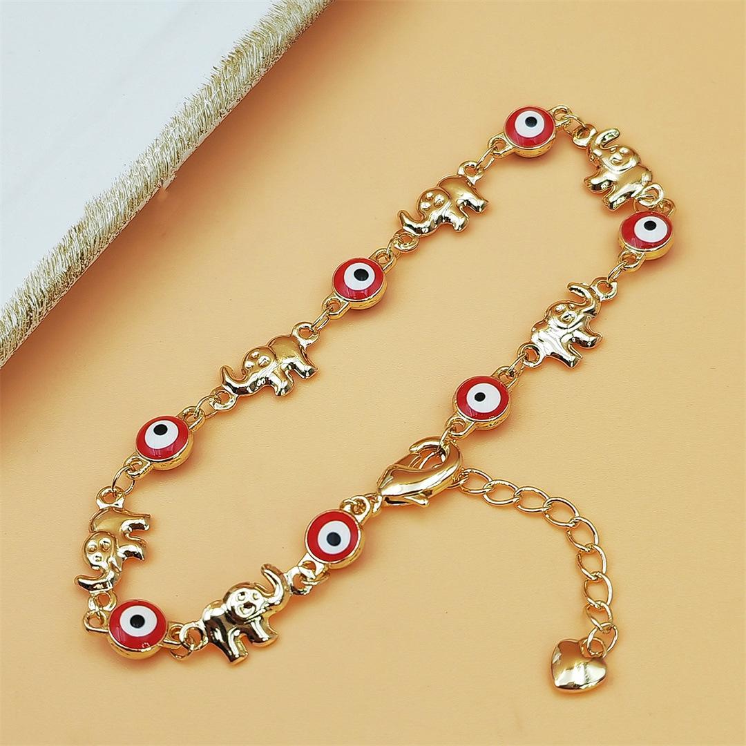 Bohemian Elephant & Evil Eye Anklet, Convertible Chain Charm Bracelet with Colorful Beads, Fashionable Accessory Jewelry for Women, Boho Anklet, Wearable Jewelry, Animal, Non Tarnish Jewelry