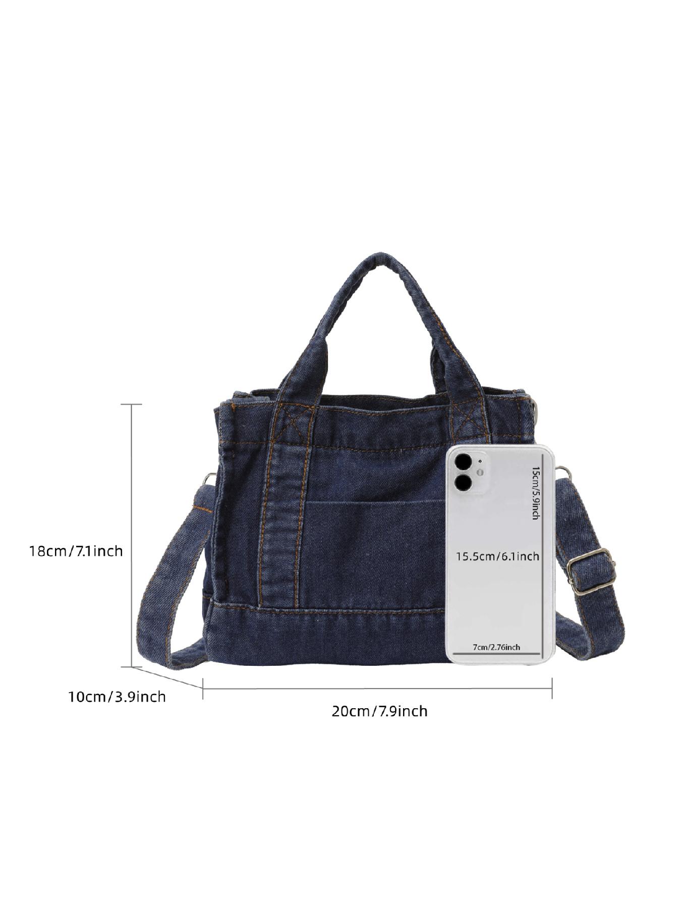 Women's lightweight vintage denim mini handbag, detachable and adjustable wide shoulder strap, small handheld denim wallet, casual daily crossbody bag suitable for daily commuting to work