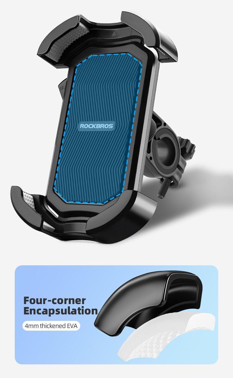 ROCKBROS Bike Phone Holder, Motorcycle Phone Mount with Security Lock, Shockproof Bicycle Phone Mount, Adjustable Phone Holder for Bike, Motorcycle, Scooter, Suitable for 4.7”-6.8” Phone