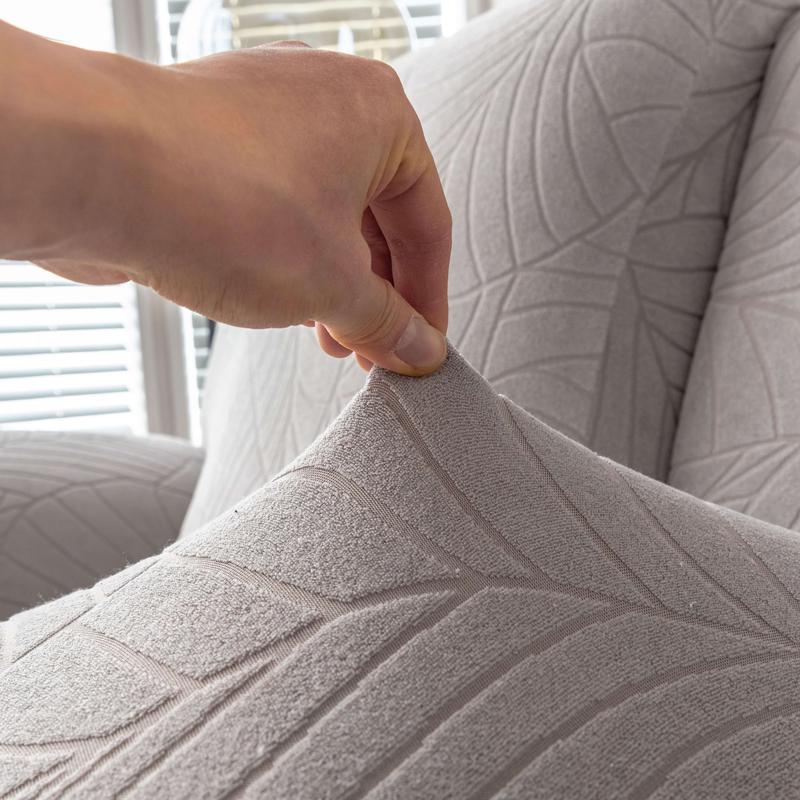 Recliner Loveseat Cover with Center Console, 2 Seater Leaf Jacquard Recliner Sofa Slipcover with Pockets ,Washable Furniture Protector #TikTokShopBlackFriday