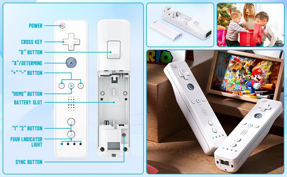 Wii Controller for Nintendo Wii – Remote with Silicone Case & Strap, Built-in Motion Plus, Compatible with Wii/Wii Mini