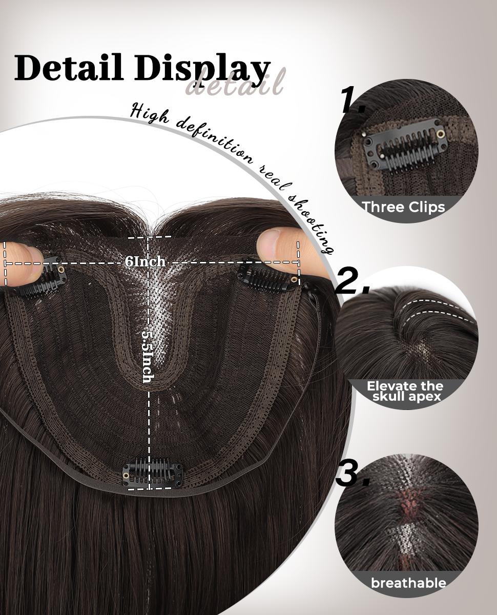 ONLYCUTE Hair Topper with Bangs 18 inch Synthetic Slightly layered Hair Piece No Wig Cap Required Large Hair Piece Natural Invisible hair toppers for Women