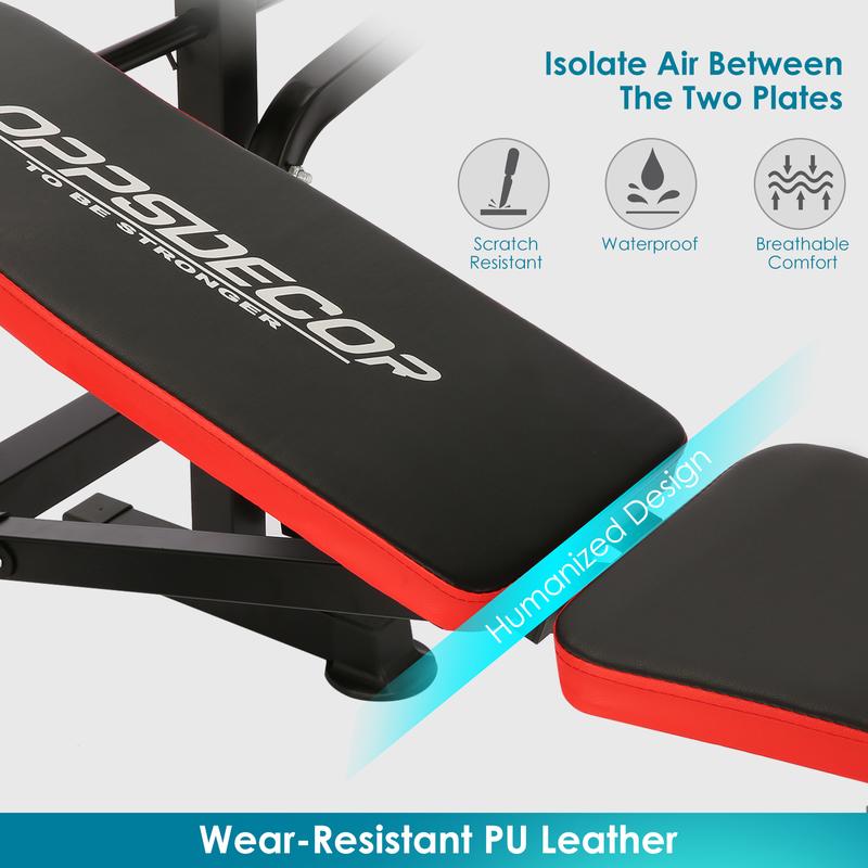 【TikTokShopBlackFriday】OPPSDECOR 6-in-1-660lbs Adjustable Weight Bench Set with Barbell Rack, Incline Bench Press, Leg Developer & Preacher Curl Capacity for Home Gym(bar and weight are not included)