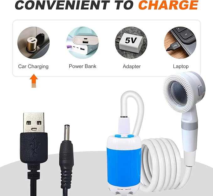 Portable shower, handheld electric shower, outdoor shower equipment for camping and hiking, pet cleaning, car washing, camping equipment, camping supplies, travel accessories, apartment shower tools Portable shower, handheld electric shower, outdoor shower equipment for camping and hiking, pet cleaning, car washing, camping equipment, camping supplies, travel accessories, apartment shower tools