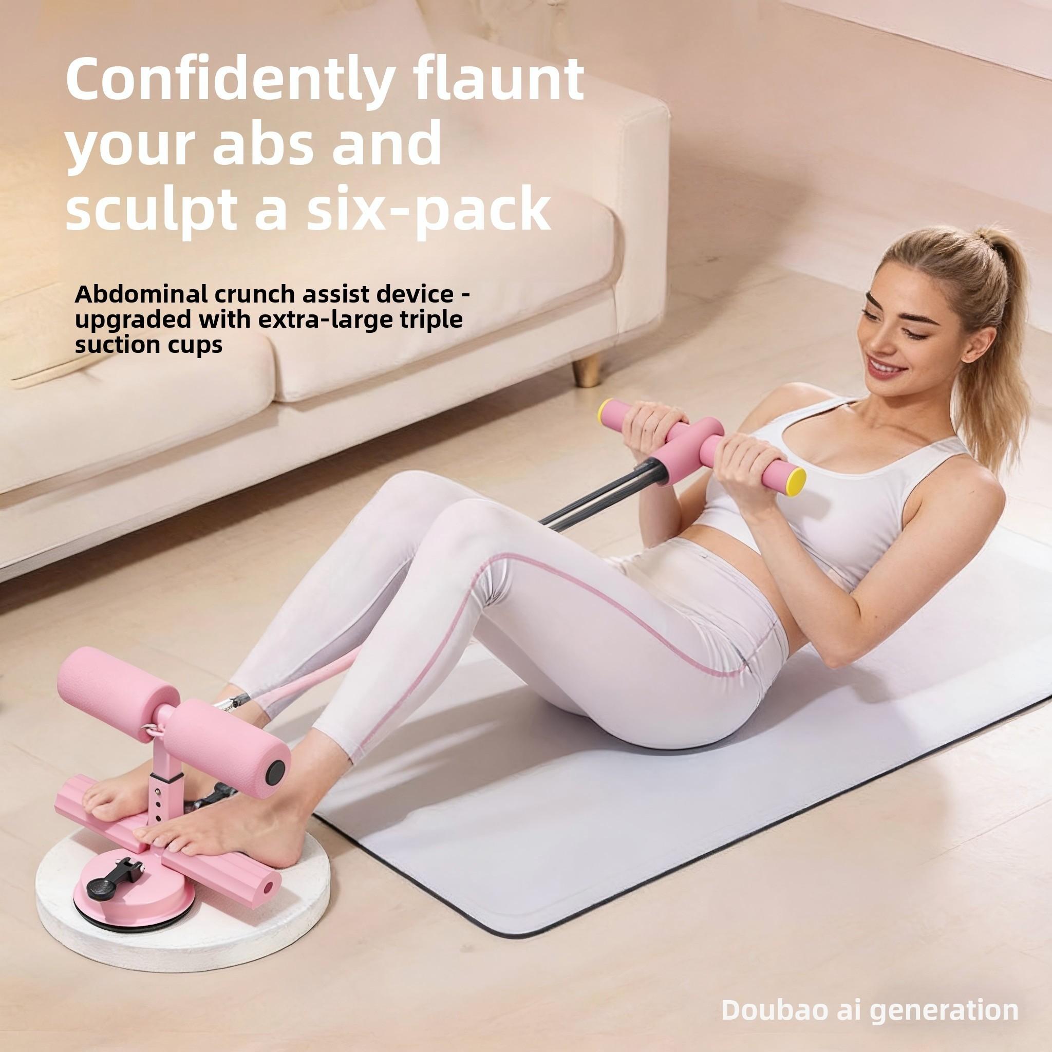 Abdominal Crunch Helper with Handle and Dual Suction Cups, Strong Suction Waist Trainer for Core Sculpting, Unisex Home Fitness Equipment
