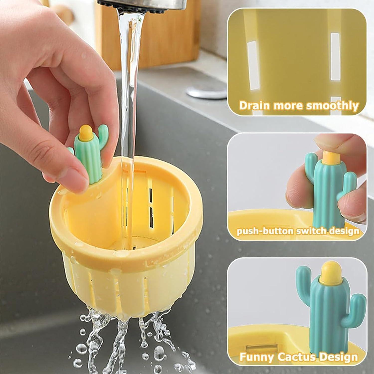 【US 2025 Deals for You Days】Upgraded Pressing Sink Filter, Cactus Sink Strainer, Kitchen Accessories Sink Filter Basket,2Pcs