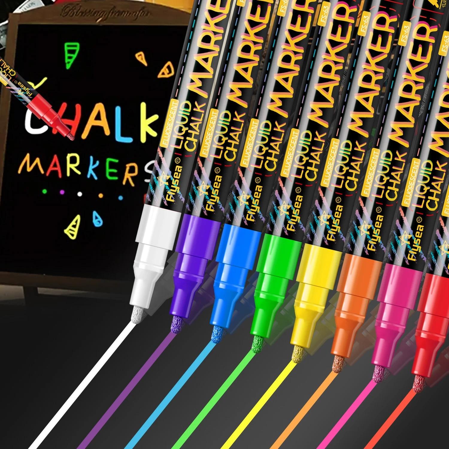 Liquid Chalk Marker, 8 Colors Luminous Pen, Led Pen, Fluorescent Luminous Pen, Advertising Pen, DIY Craft Pens, School Supplies, Coloring Markers