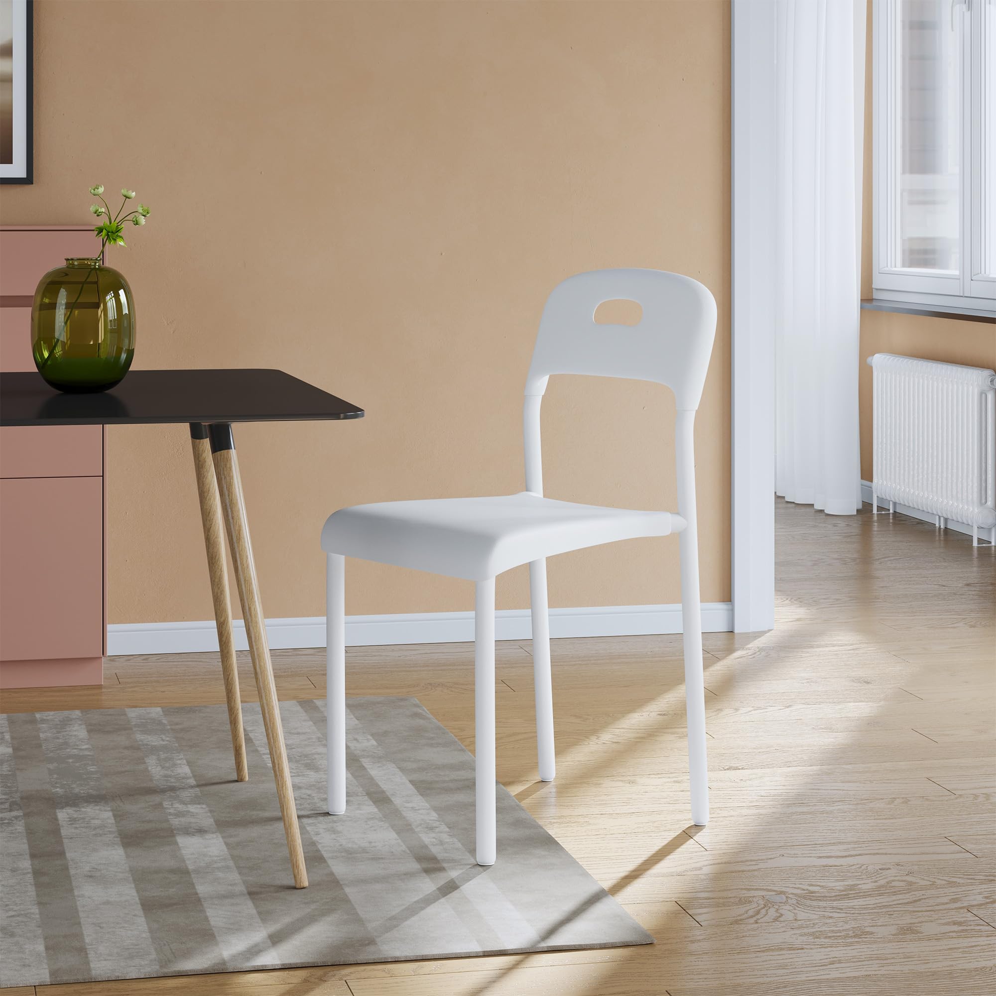 Dining Chairs, Stackable Modern Kitchen Chairs, Plastic Dining Room Chair with Metal Legs, Easy Assembly, Waterproof & Stain-Resistant, Suitable for Indoor and Outdoor