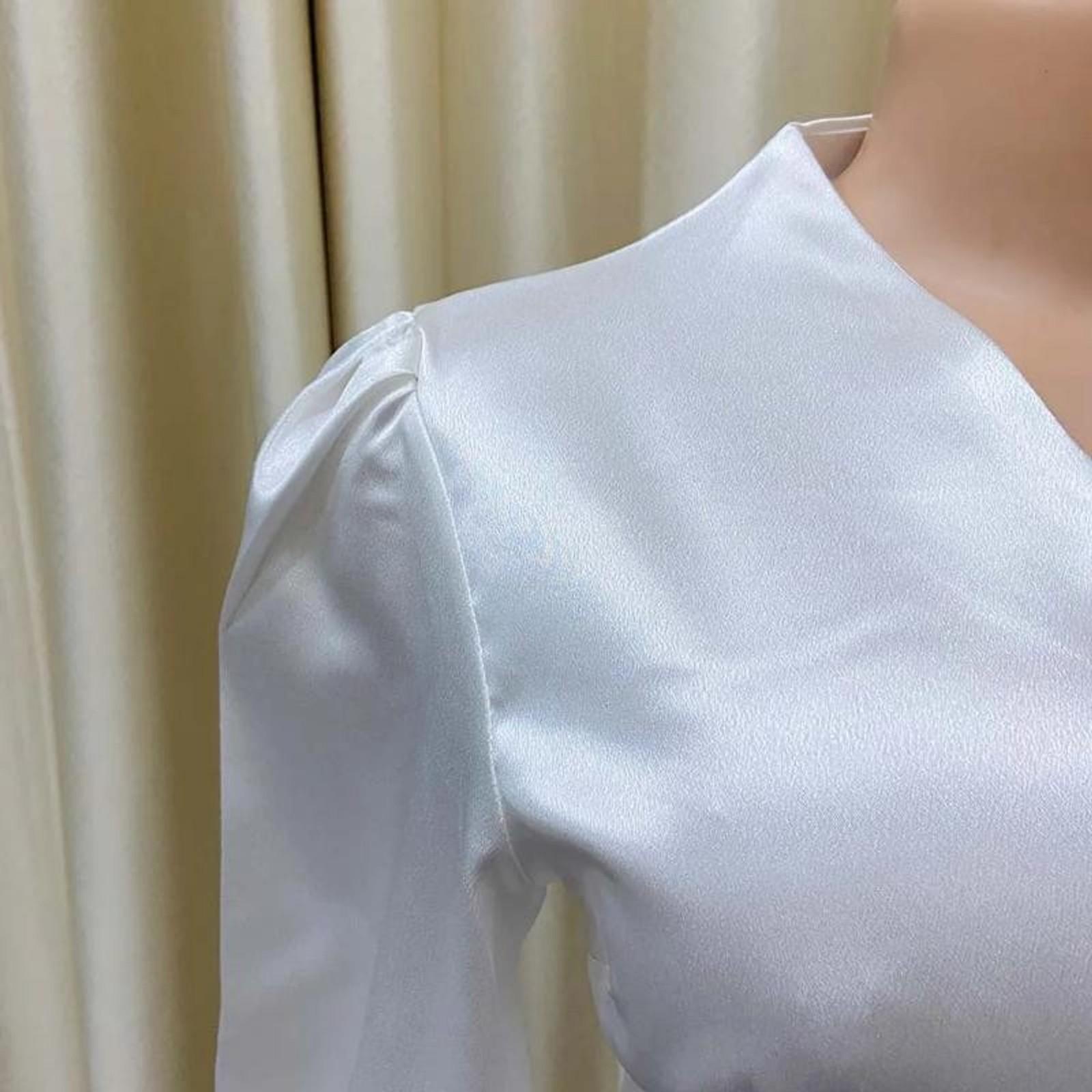 summer spring clothes 2025 new Office Blouse for Women Elegant Stylish V Neck Full Sleeve Front Split Solid Satin Luxury Party Dinner Occasion Shirts Light Top Womenswear Check Gamis Basic Fitted Minimalist Red Blouse_Red