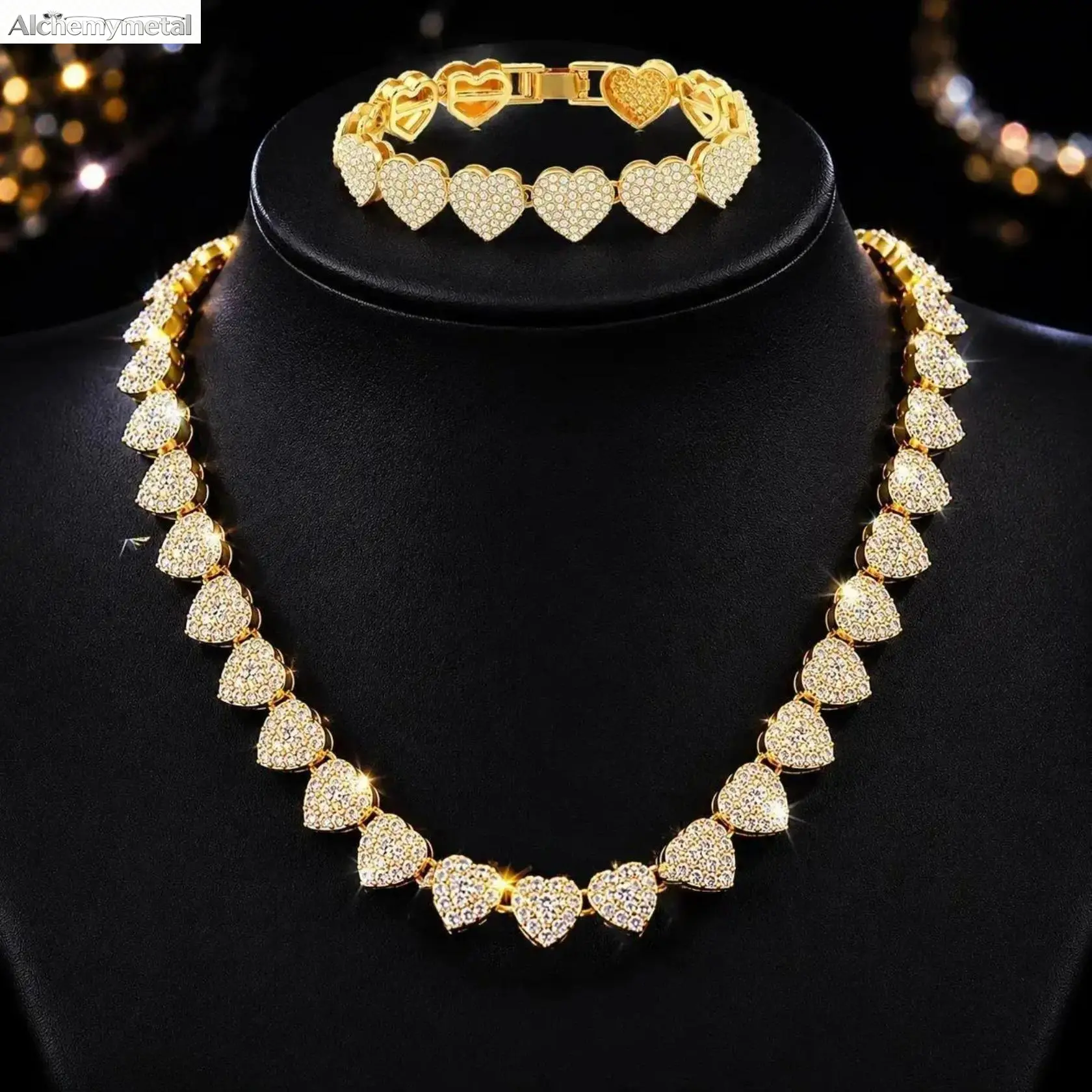 Women's 2-Piece Cute Plated Metal Jewelry Set Pair - Heart-Shaped Love Theme Choker Necklace & Bracelet, Trendy Pendant Chain Gift for Women holiday party nail art display plate  recreation Gold  recreation home spooky flat lid comb outdoor