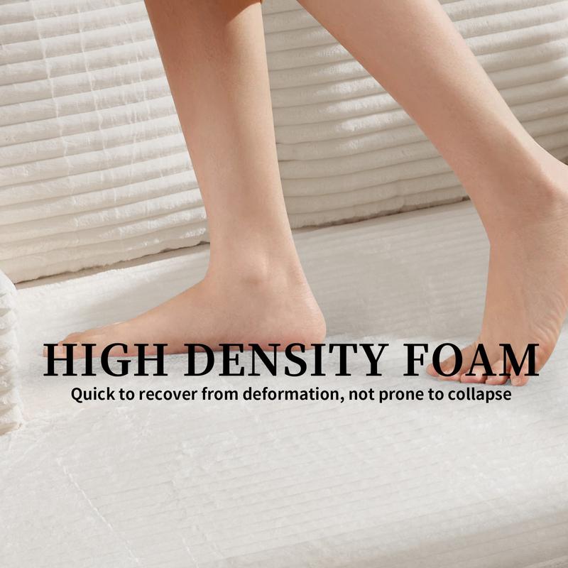 Boneless Chaise Lounge, Upholstered Sofa Bed with Throw Pillows and Armrests, No Assembly Required, Indoor Sleeper Chair- Luxurious Plush Corduroy Chair Bed for Living Room