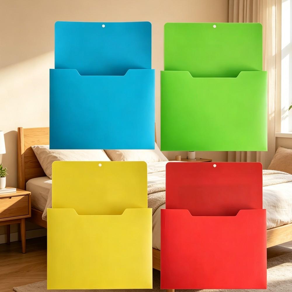 4-Pack A4 Magnetic Classroom Wall-Mounted Fridge File Folder, Deep Slot Design, Multi-Functional Storage for Refrigerator, Blackboard, Walls