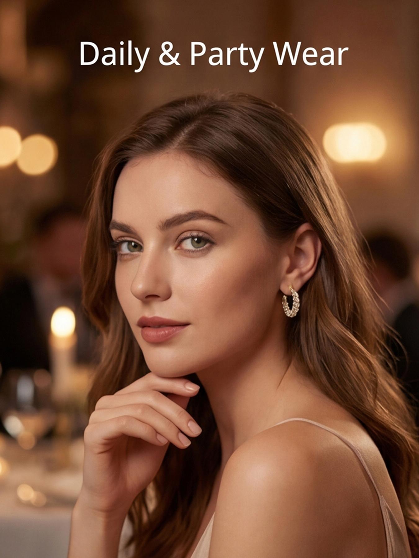 Women's Hypoallergenic Titanium Steel Twisted Pearl Hoop Earrings, Non-Fading Huggie Earrings Premium Fashion Jewellery Jewelry Box Included with Every Order