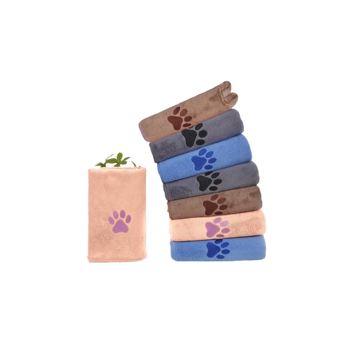 2-Pack Quick-Dry Microfiber Pet Towels for Dogs, Absorbent, Non-Shedding, Soft, Fast-Drying, Paw Print Design, Blue