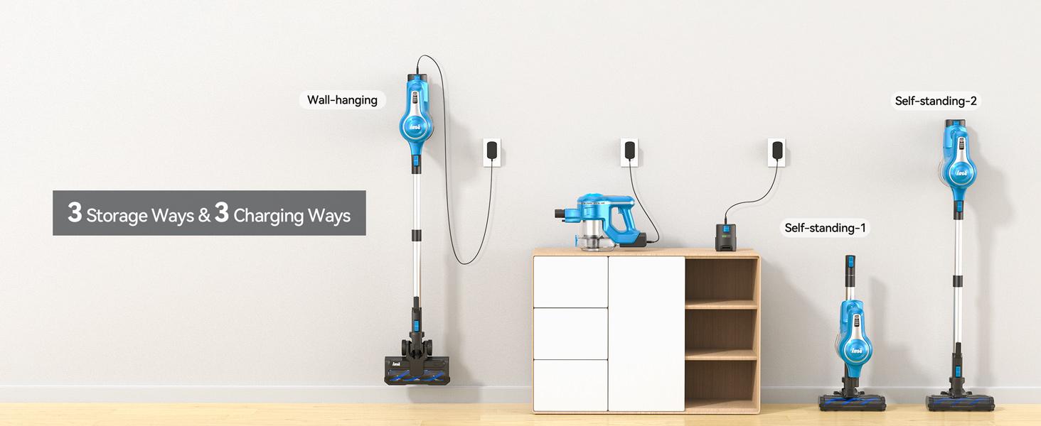 INSE S Series Cordless Vacuum Cleaner, 25Kpa 300W Powerful Cordless Stick Vacuum with 1 or 2 Batteries, Up to 45 or 90min Runtime, 6-in-1 Rechargeable Cordless Vacuum for Home Carpet Floor Pet Hair