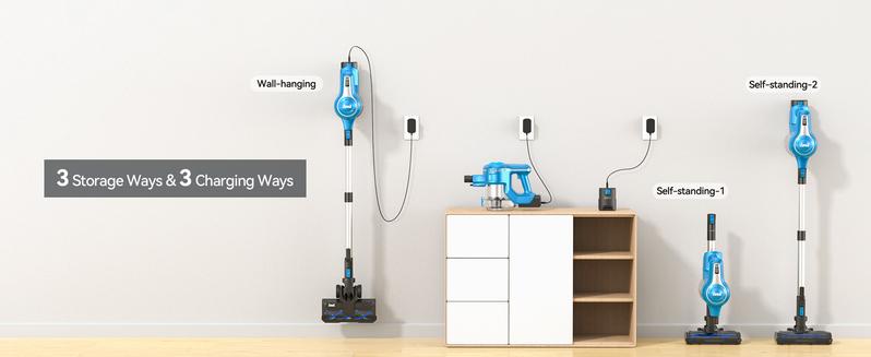 INSE S Series Cordless Vacuum Cleaner, 25Kpa 300W Powerful Cordless Stick Vacuum with 1 or 2 Batteries, Up to 45 or 90min Runtime, 6-in-1 Rechargeable Cordless Vacuum for Home Carpet Floor Pet Hair