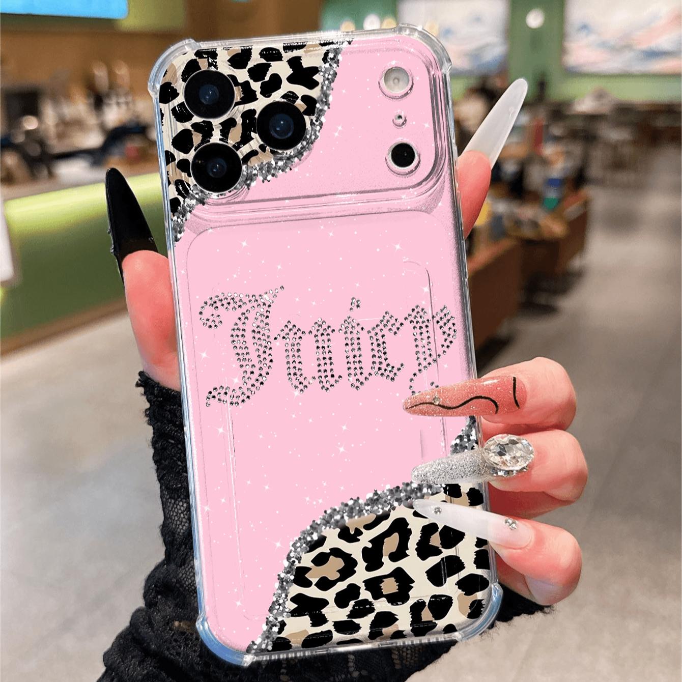 Transparent Card Slot Case, Leopard Pattern Thick Anti-Drop Phone Cover Compatible with iPhone 17/17 Pro Max/Air/11-16 Series