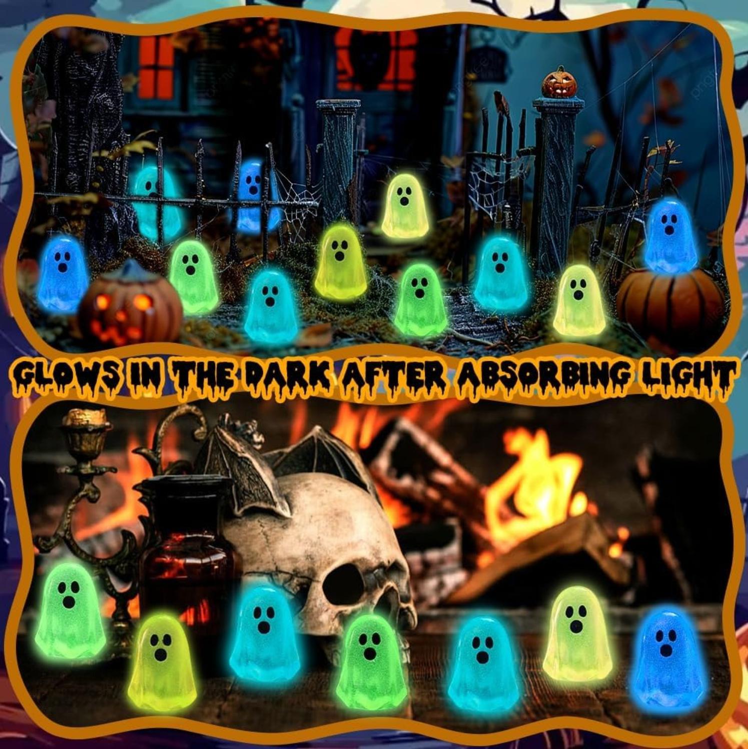 Statues Figurines, Cute Ghost Shape Ornaments in Multiple Pack, Smooth Resin Luminous Miniatures for Spooky Halloween Decor, Decor Figurine Ornaments, Unique Ornaments