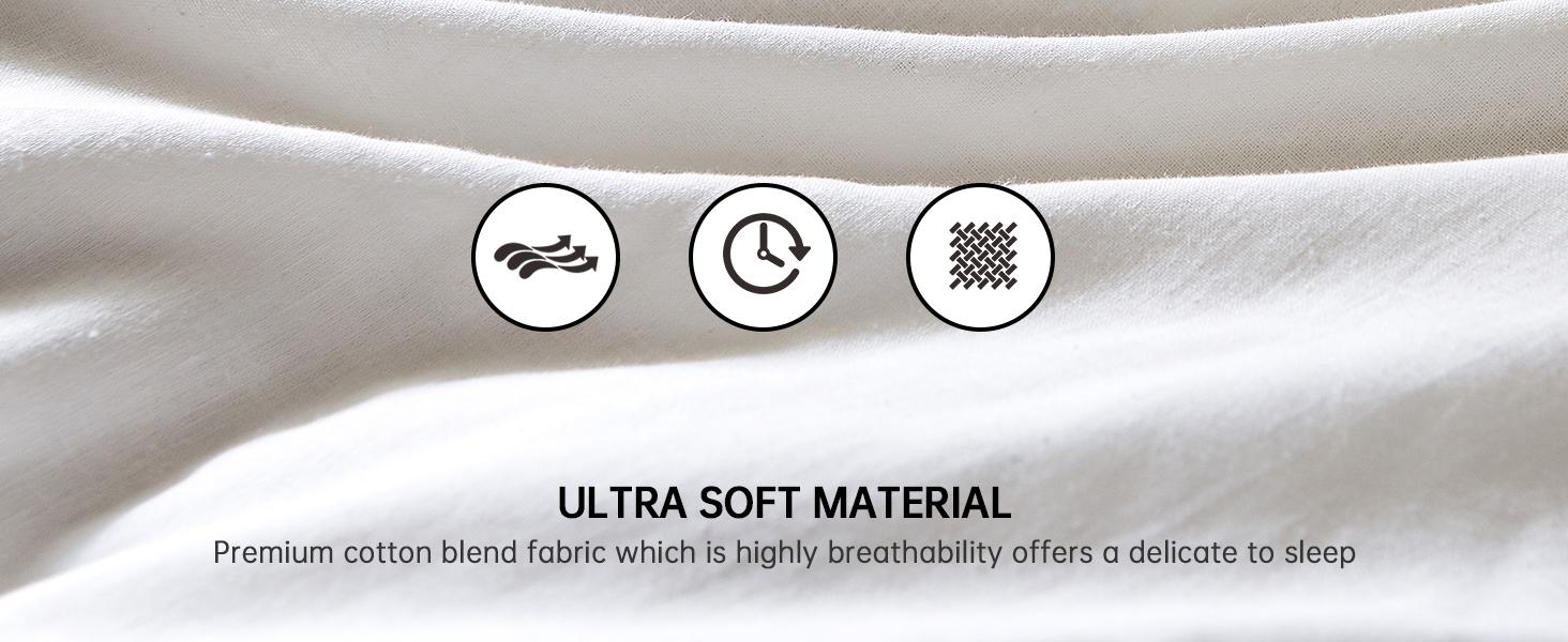 Simple&Opulence French Linen Duvet Cover Set - Natural Flax Cotton Blend-Solid Color Breathable Farmhouse Bedding