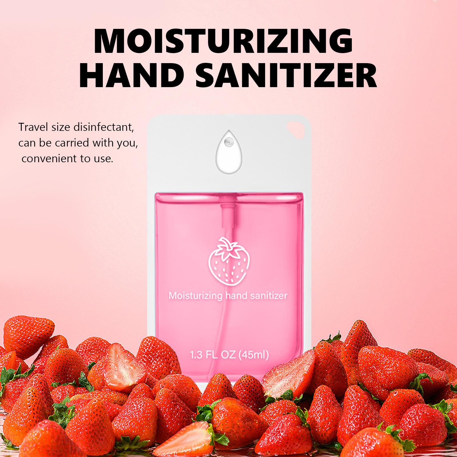 Strawberry-scented hand sanitizer spray, moisturizing strawberry-scented hand spray, travel-sized bottle, portable household hand sanitizer spray, refreshing, deodorizing, germ-killing, Antibacterial, cleaning spray, Personal hygiene