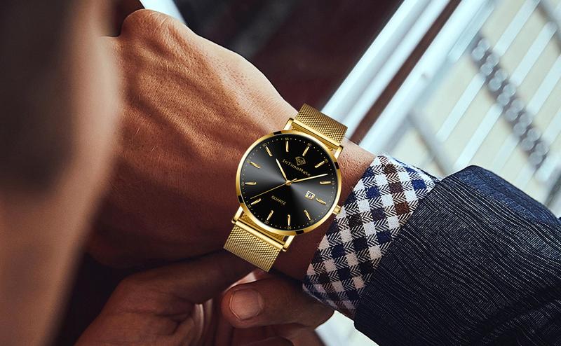 INTIMEMATE Ultra-thin Men's Watch; Stainless Steel Men's Watch; Casual Men's Watch; Business Formal Men's Watch; Lumcent Watch; Waterproof Men's Watch Black Dial