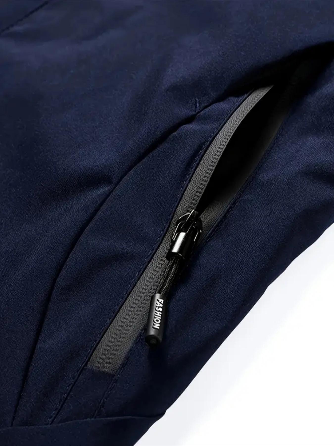 Men's Fashion Jacket with Cfopp Logo, Stylish Zipper Pockets, Casual Hooded Design, Polyester Material, Spring & Fall Wear