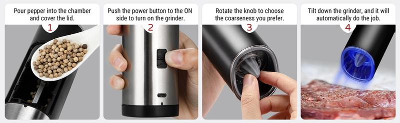 Electric Grinder, 2 Salt and Pepper Grinders with Base, Adjustable Thickness, Stainless Steel, Suitable for Spices, Kitchen Utensils, Holiday Gifts Electric Grinder, 2 Salt and Pepper Grinders with Base, Adjustable Thickness, Stainless Steel, Suitable for Spices, Kitchen Utensils, Holiday Gifts