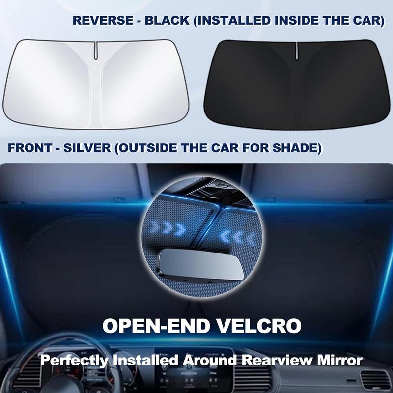 Canvcle Windshield Sun Shade for 1999-2025 Chevrolet Silverado 1500 Accessories Truck Extended Cab Sun Visor Protector Foldable Blocks 99% UV Rays Keep Car Cooler