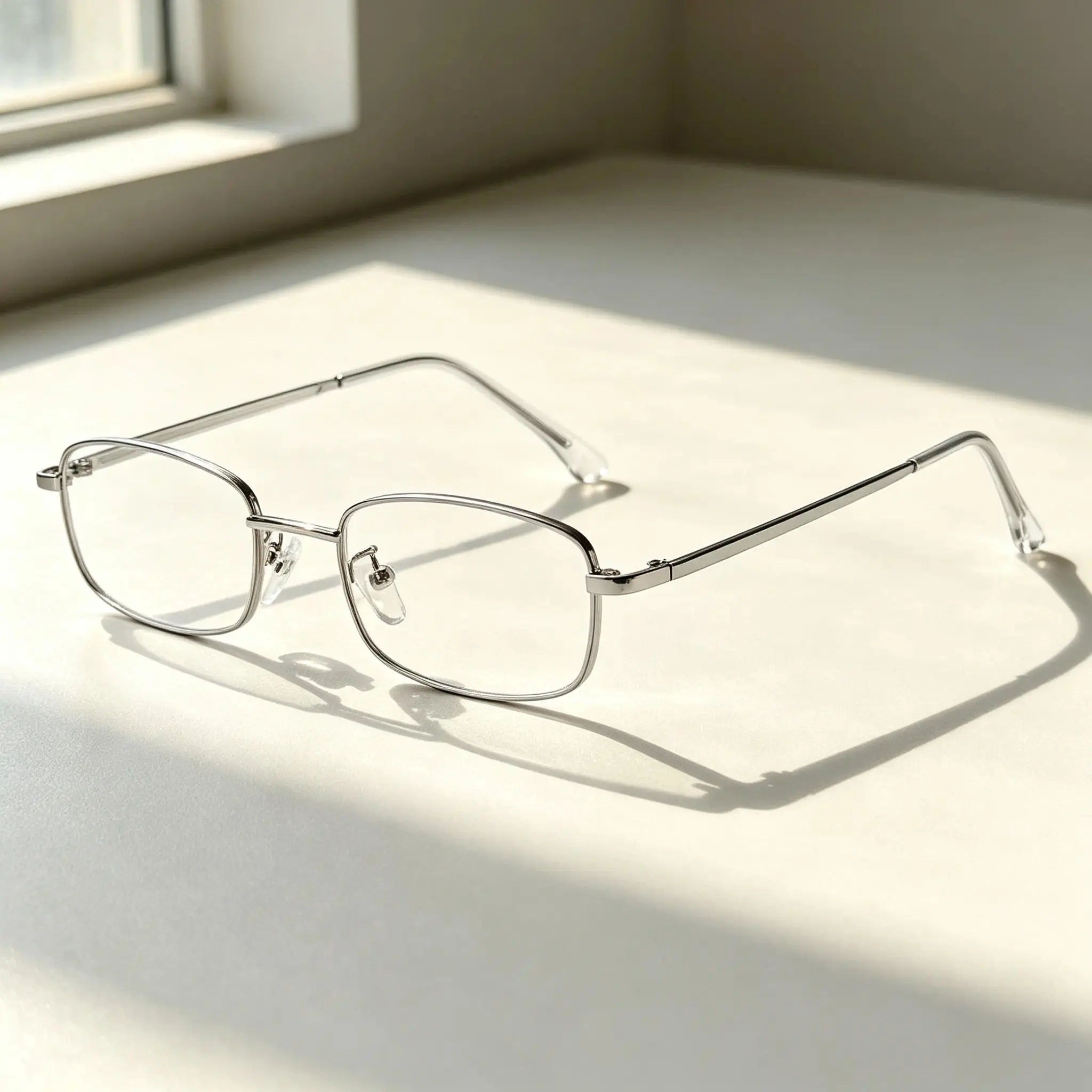 Women's Vintage Blue Light Glasses - Classic Rectangle Gold-Silver Metal Frame, Anti-Eyestrain Fake Nerd Eyewear, Fashion Accessory for Office Daily Use