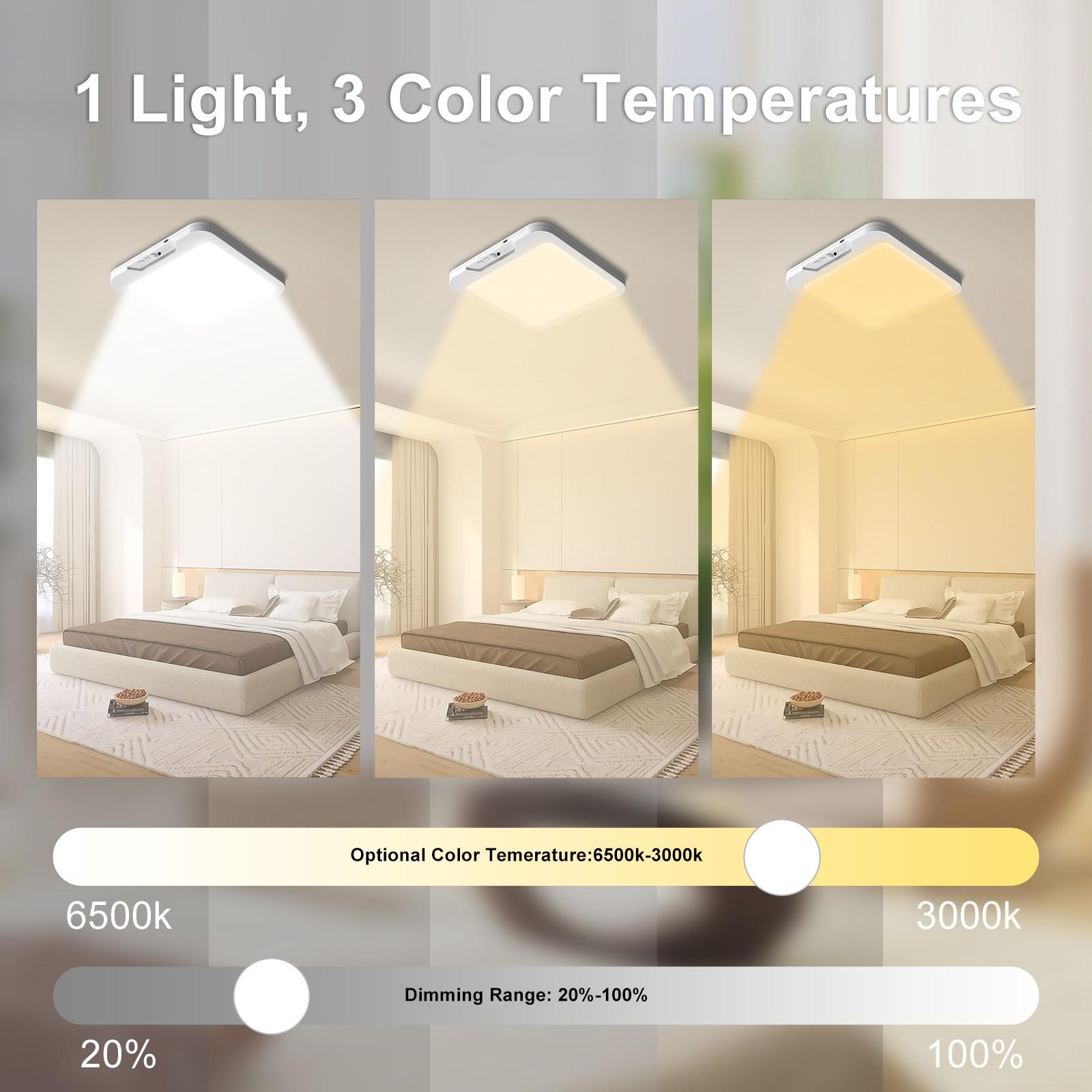 Smart Sensor Ceiling Light, Rechargeable Design, Adjustable Brightness & Color Temperature, Dual Sensing for Hallway, Stairs, Closet, Bathroom