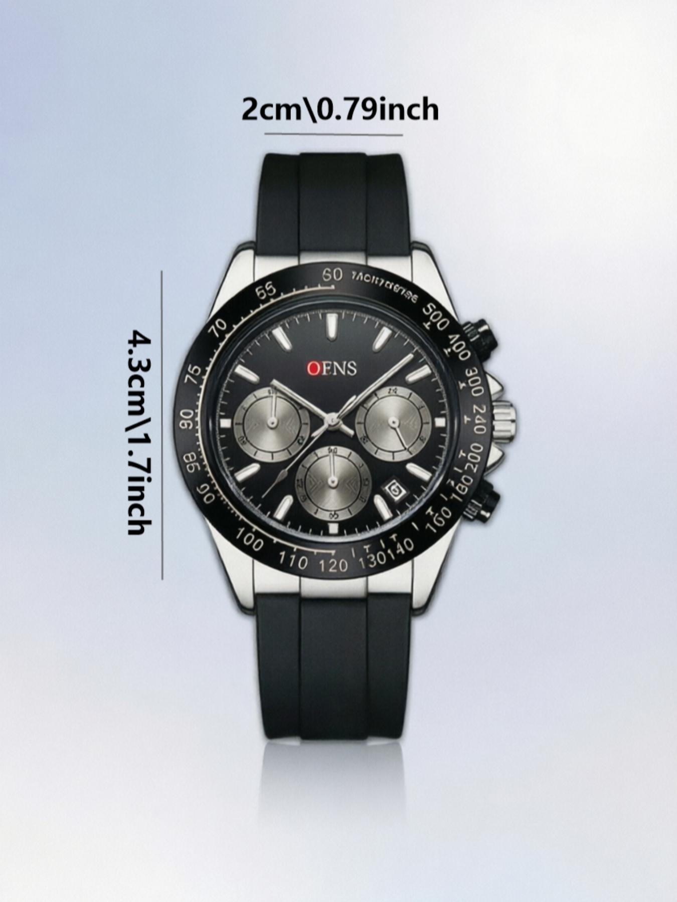 OFNS Quartz Watch, Waterproof Sport Three Eyes Six Hands Calendar, Men's Business Casual Night Light Fashion, Unisex Round Analog Face