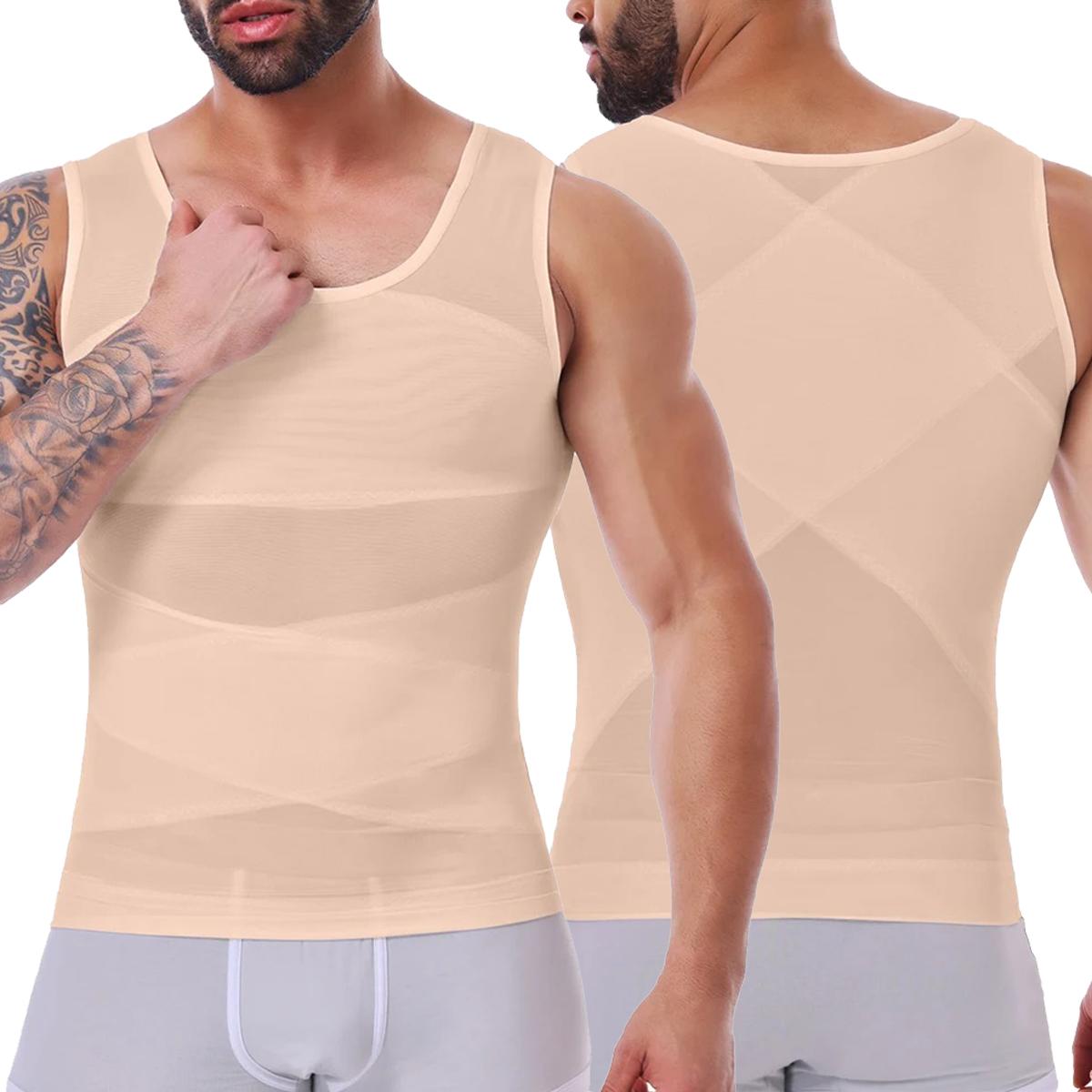 1/2/3/4 Pack Menswear Body Shaper Shapewear Vest Tummy Control Compression Underwear Lightweight Sports Workout Tank Tops Stretchy Breathable Mesh Shirt Clothes Elastic Gamis Bestie SpringStatements