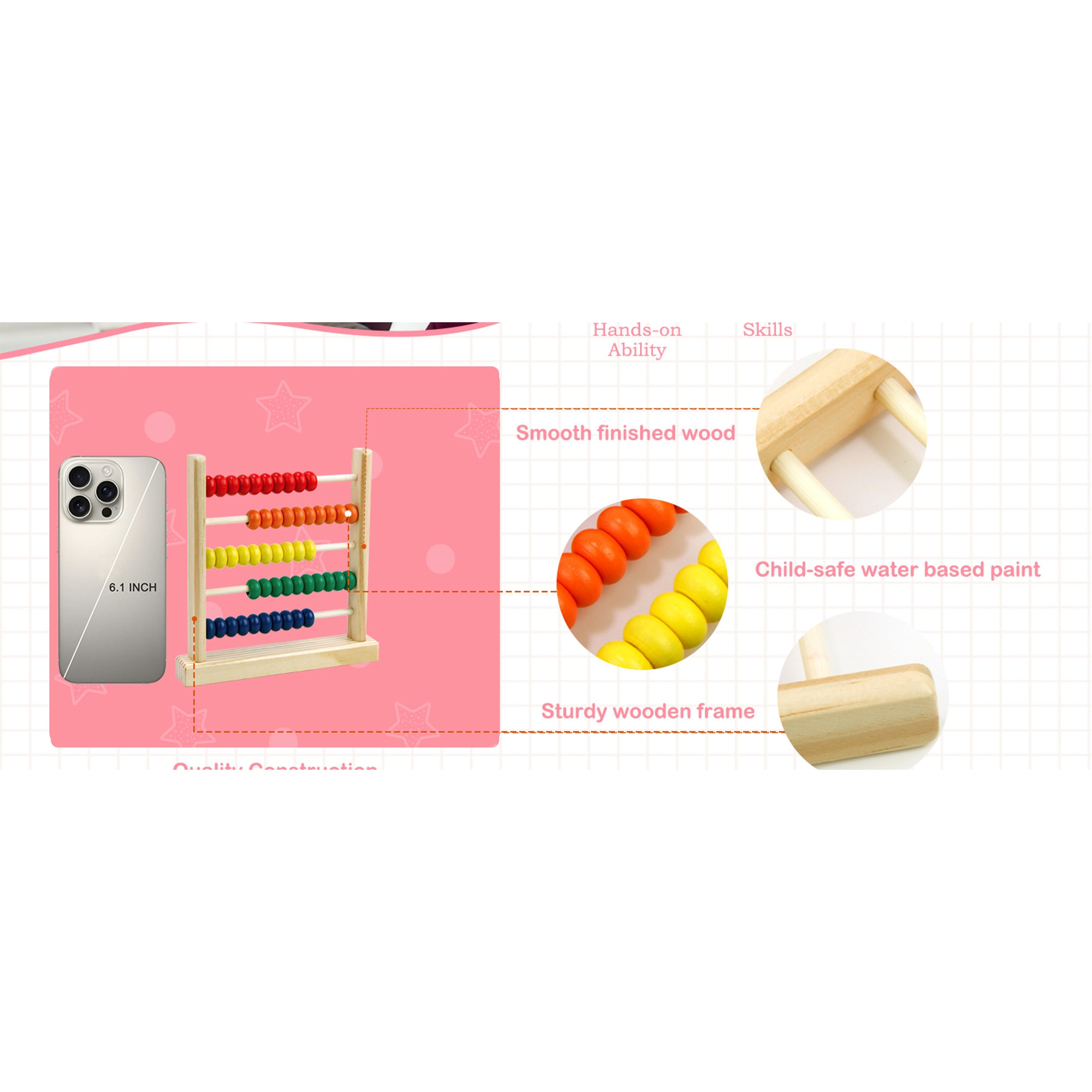 Wooden Abacus for Kids Math - 50 Beads Counting Toy, Multi-Color Counters for Kids 3-5, Counting Toys for Preschool Learning & Development, Develops Coordination, Motor Skillsfidget toys