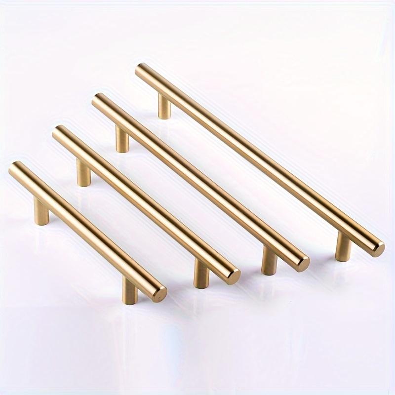 Set of 12 Golden Stainless Steel Knobs for Kitchen Cabinet Doors And Furniture Drawers, Featuring T-Bar Handles